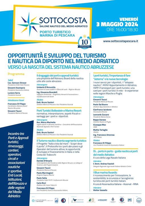 Pescara Sottocosta 2024 Convegno Opportunità e Sviluppo del Turismo e della Nautica